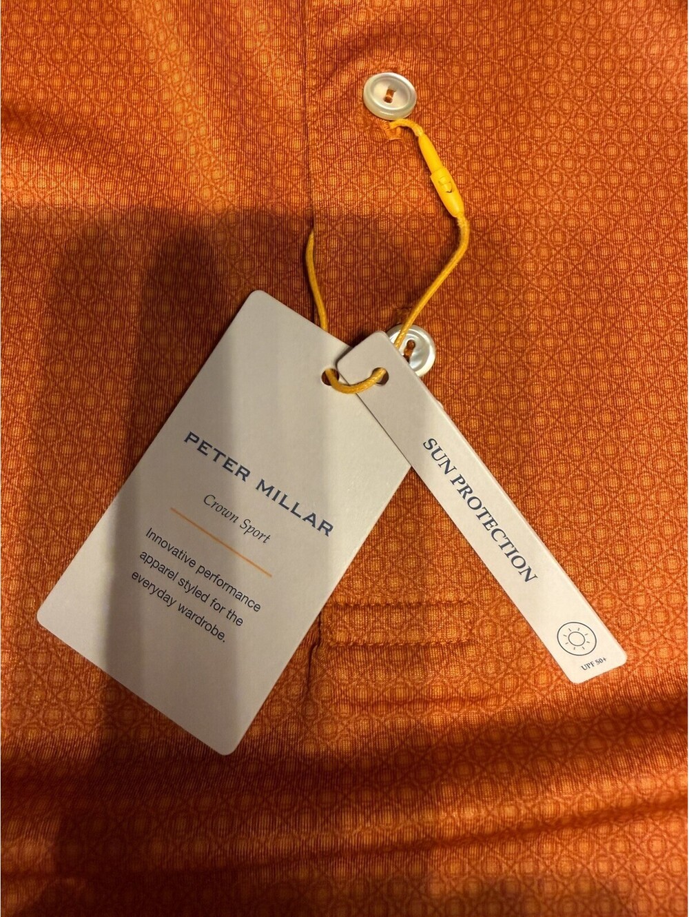 Peter Millar Summer Comfort Tessaract Polo Shirt Men’s Size S Orange NWT SPF - Picture 6 of 7